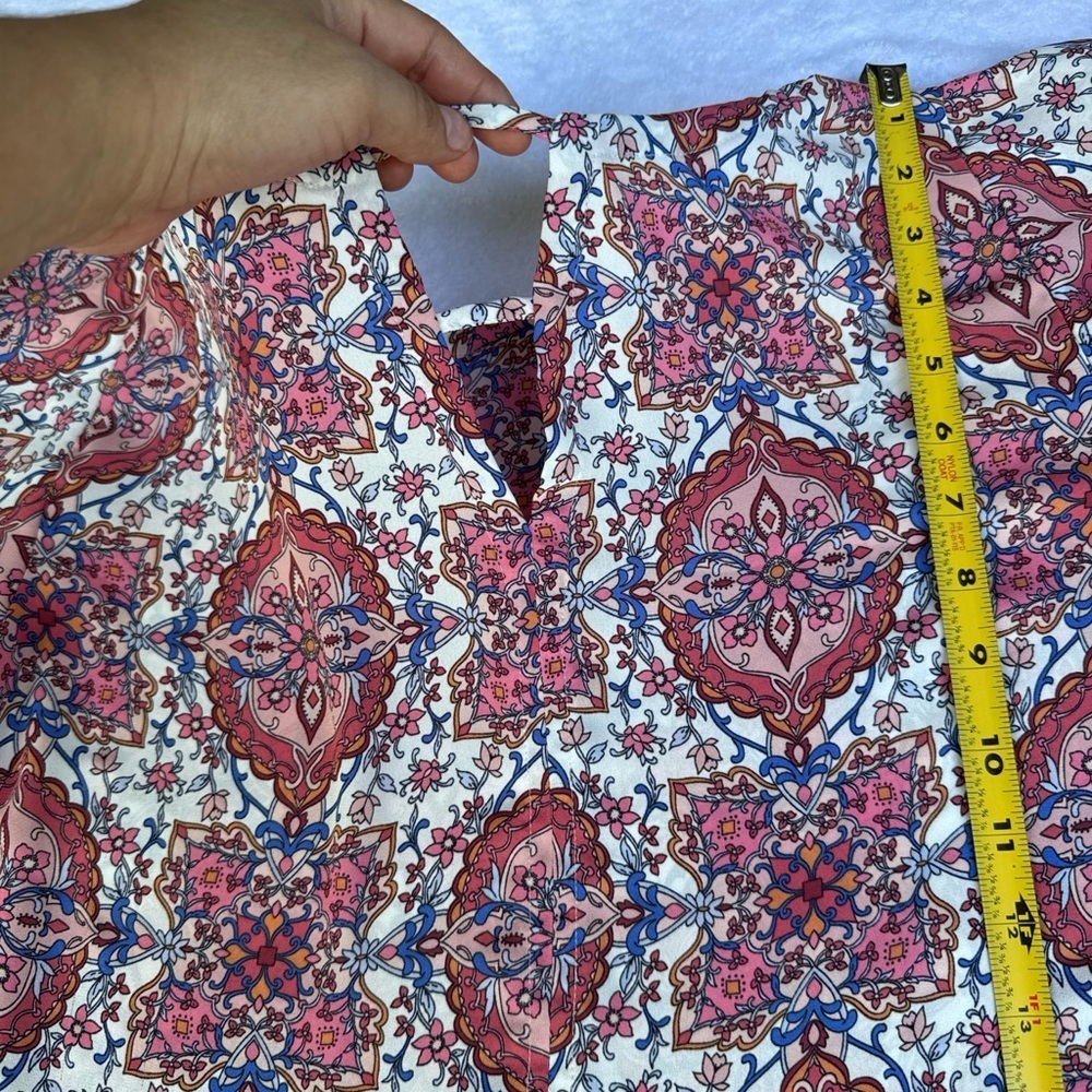 LOFT women’s  Multicolor Patterned Blouse size M - Picture 4 of 9